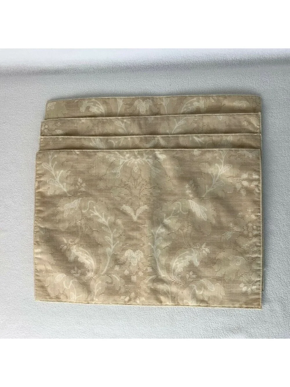 Placemats Set of 4 Beige Paisley Cotton Rectangle 18” by 12”
